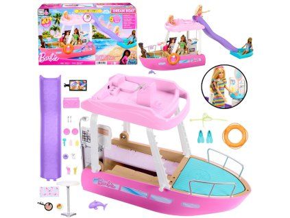 Motorový člun pro panenky Mattel Barbie s transformací interiéru + příslušenství