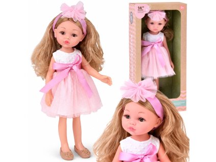 Panenka baletka 35 cm s blond vlasy a růžovými šaty ZA6440